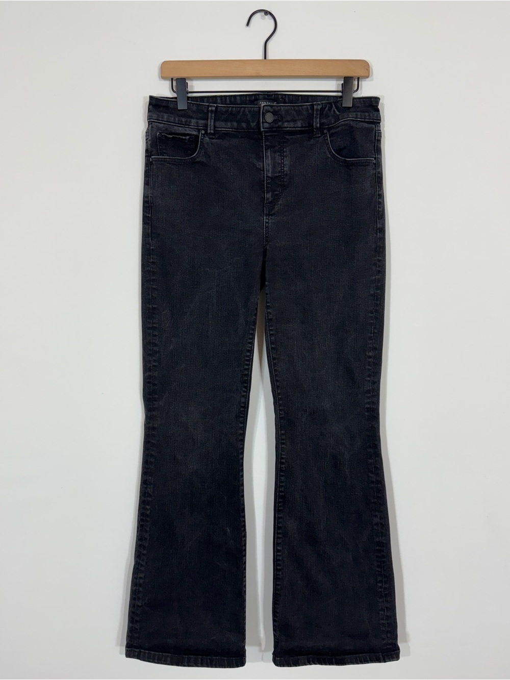 WJ398 {Ann Taylor} "Curvy Fit Slim Boot" Faded Black High Rise Bootcut Jeans